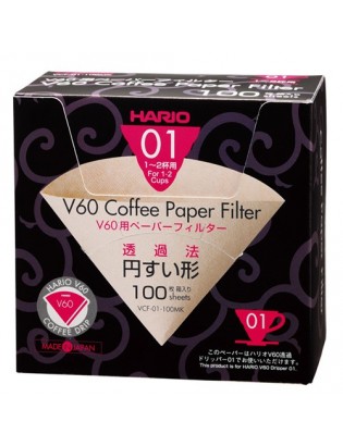 Hario V60 filtre 2 tasses 100 pces